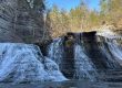 Waterfall and hiking trail at Sugar Creek Glen Campground in the Finger Lakes