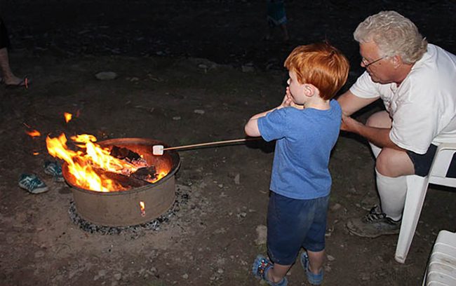 Campfire cooking at Sugar Creek Glen Campground in the Finger Lakes NY