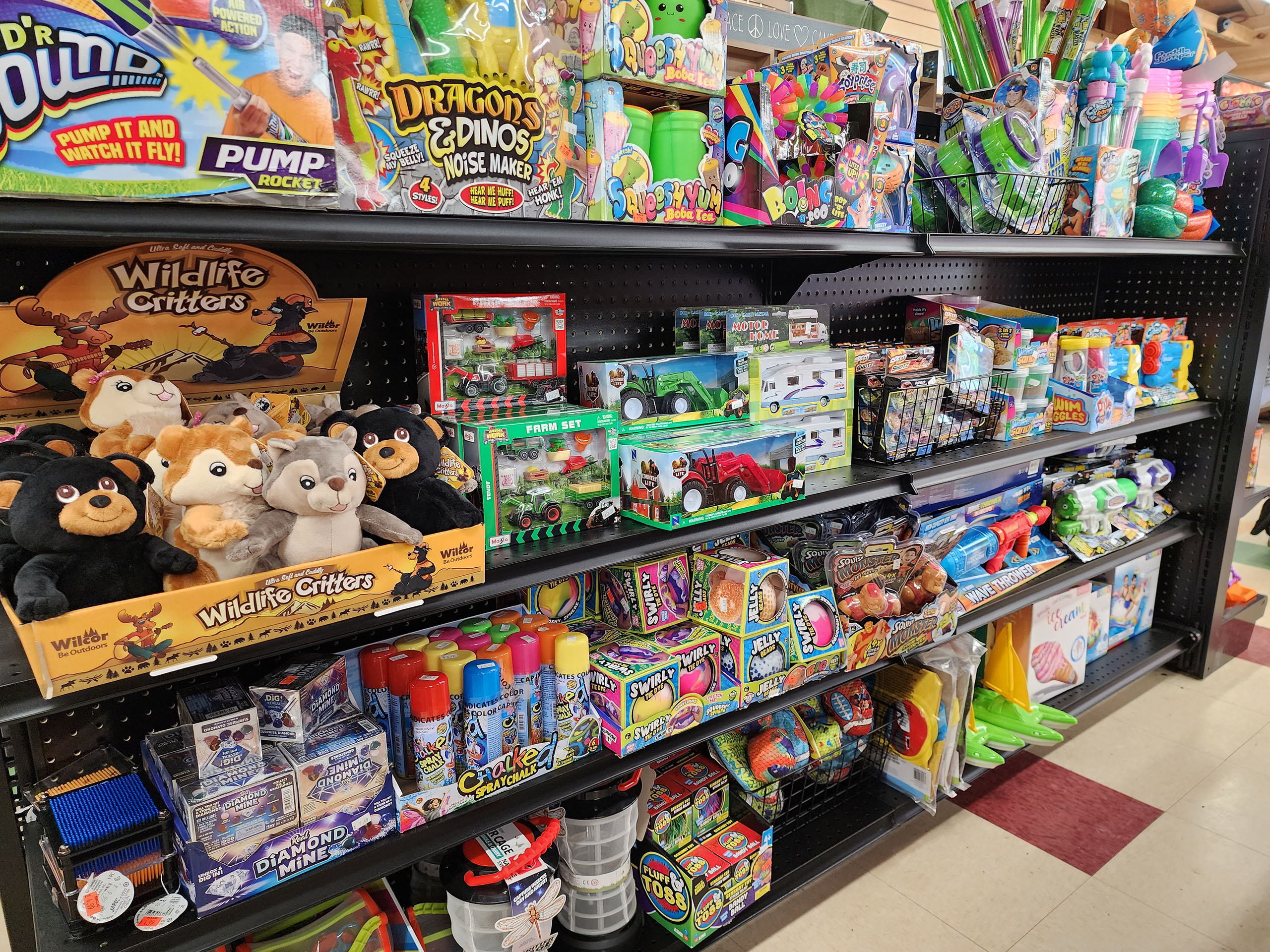 Family Camping Toys and Gifts at Sugar Creek Glen Campground Toy selection and family-friendly camping gifts available at the Sugar Creek Glen Camp Store