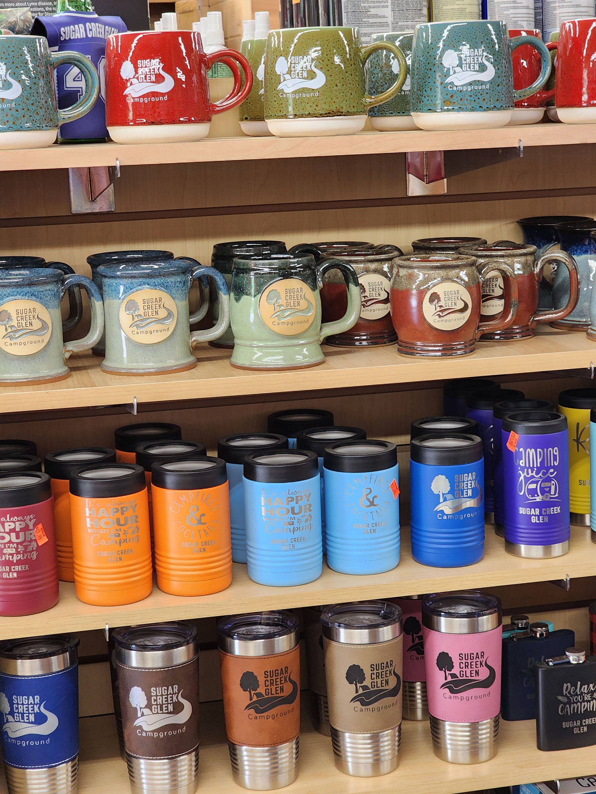 Sugar Creek Glen Campground Mugs, Tumblers and Souvenir Drinkware Sugar Creek Glen Campground coffee mugs, tumblers, and souvenir drinkware available in the camp store