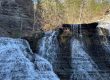 Waterfall cascading through a rocky gorge in the Finger Lakes region of New York