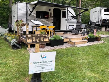 Seasonal campsites at Sugar Creek Glen Campground in New York.