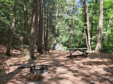 Tent campsite at Sugar Creek Glen Campground